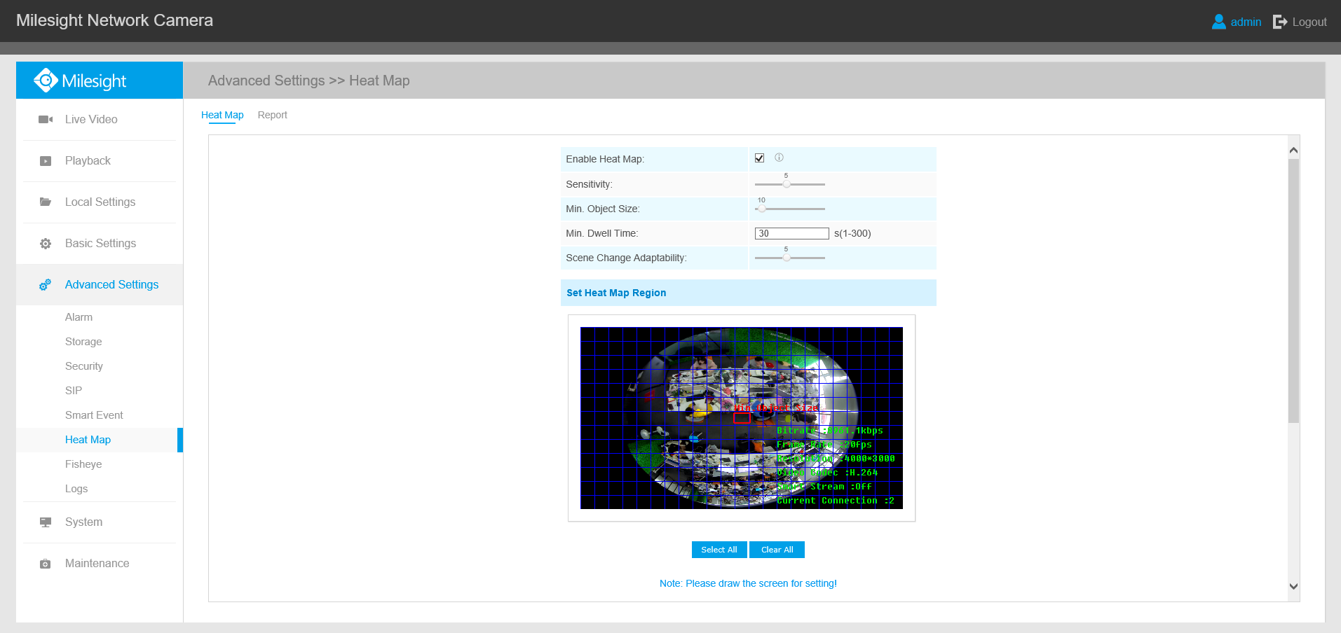 heat map configure interface